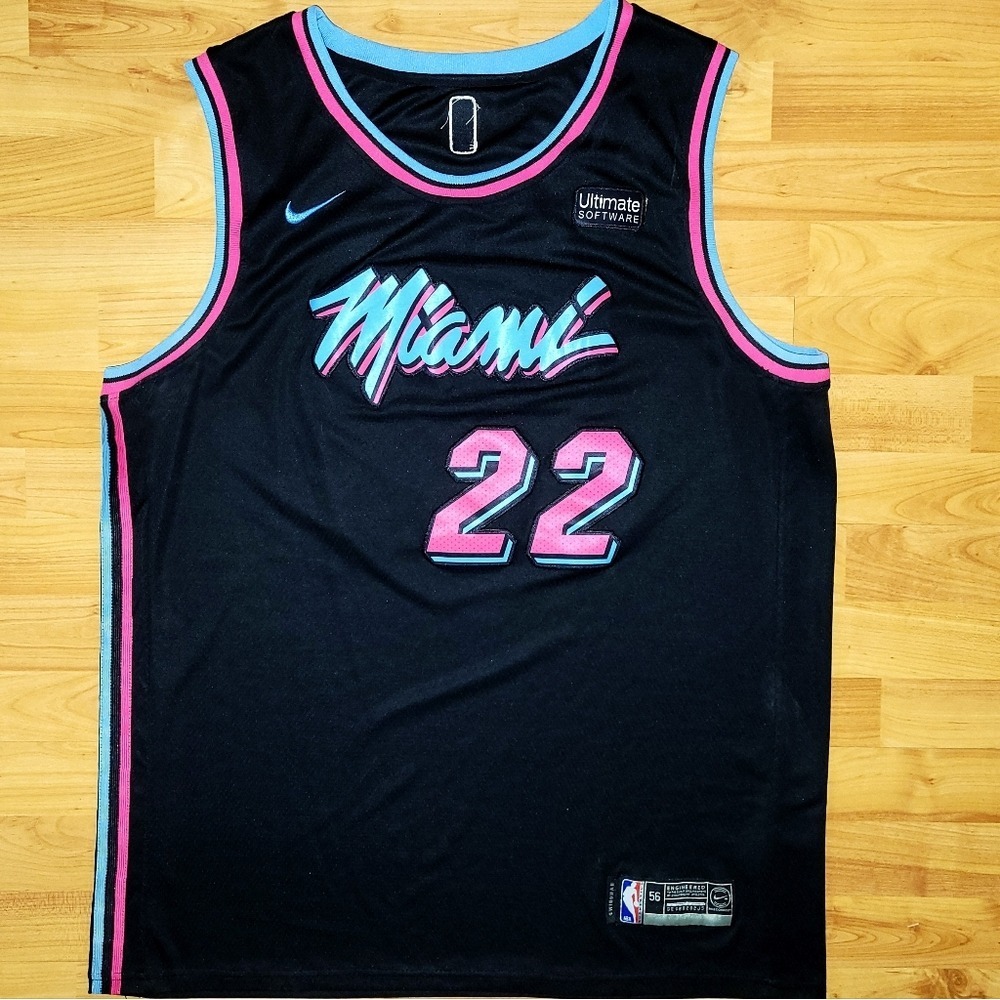 Nike Jimmy Butler XL Miami Heat Vice Swingman City Edition Jersey Black Pink 56